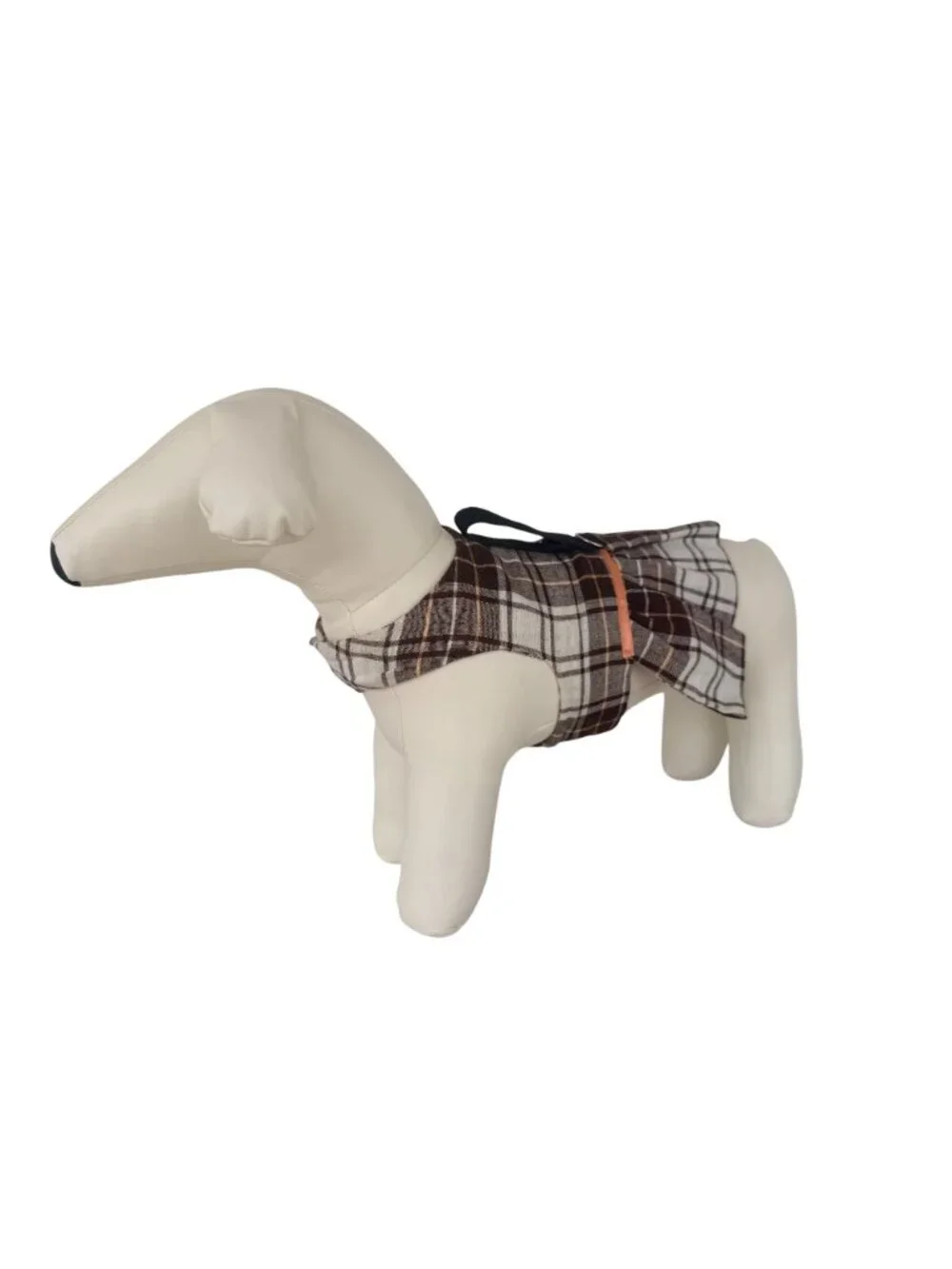 Handmade Small Dog Adjustable Dress Outfit w Harness Plaid School Skirt